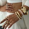 Niche Design Sense Geometric Metal Section Bracelet, Imitation Pearl Stacked Exaggerated Bracelet Women