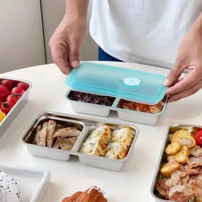Reusable Stainless Steel Double Compartment Lunch Box with lids,Stainless Steel Lunch Snack Box,Food Storage Containers Liyi