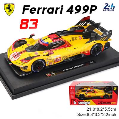 Bburago 1:24 2024 Ferrari 499P #83 #51 #50 RACING Alloy Car Model Luxury Vehicle Diecast Toy Collection Gift Style Selection