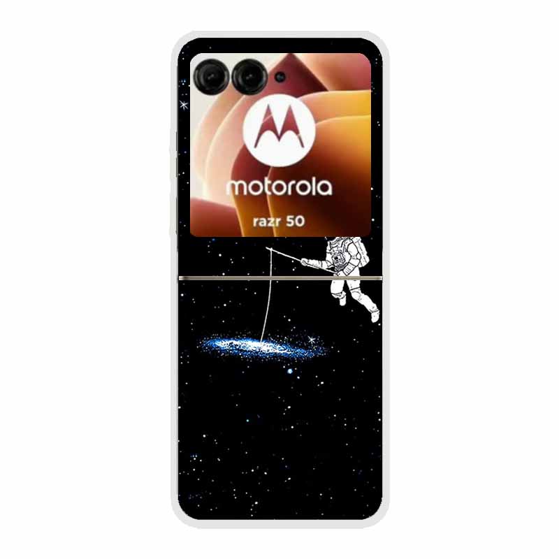 For Moto Razr 50 Case Clear Plastic Hard Painted Space Transparent Phone Covers for Motorola Razr 60 50 Coque Razr 2024 PC Cases