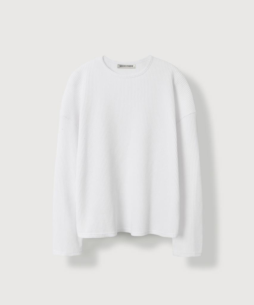 MOOD INSIDE Waffle Semi-Crop Long Sleeve_Gray