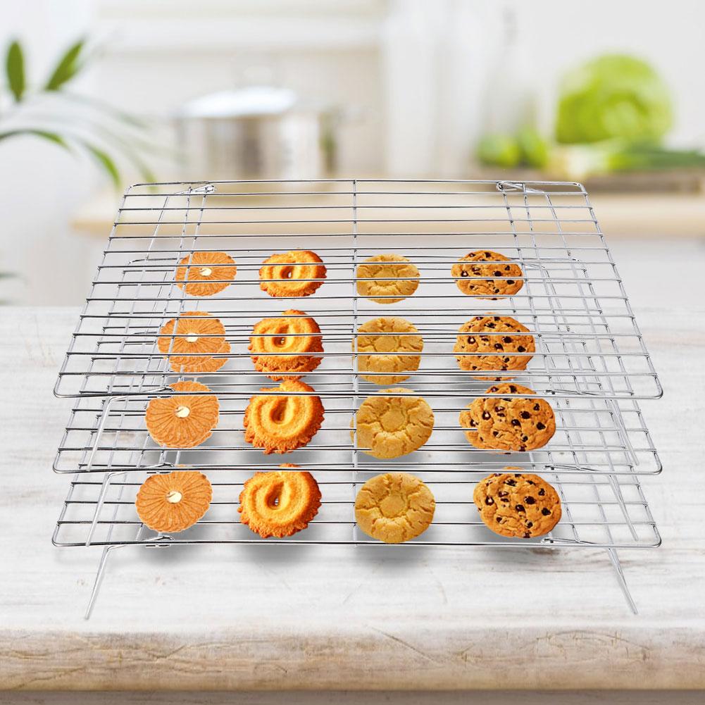 3‑Tier Cooling Rack Collapsible Folding Legs For Cookies Cakes Scones Muffins Kitchen Baking Grilling Tools