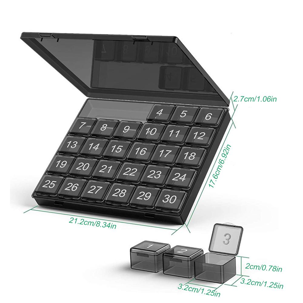 1Pcs Monthly Pill Organizer 30 Day Pill Box 4 Weeks One Month Pill Cases Large Compartments Medicine Organizer for Vitamins