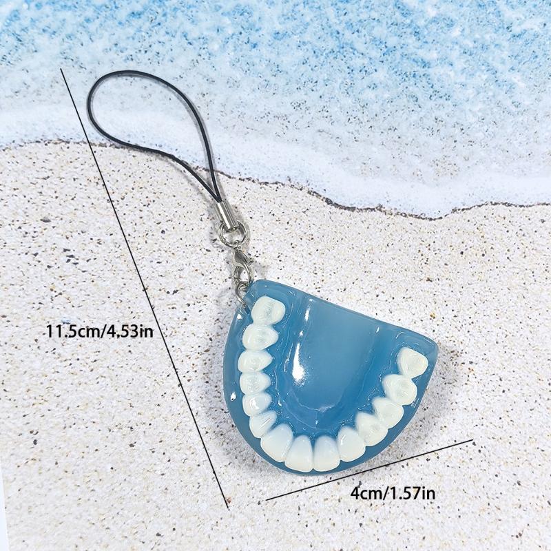 Gothic Simulated False Tooth Mobile Phone Rope Pendant Creative Weird Teeth Bag Pendant Accessories Prank Gift