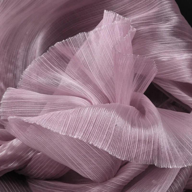 100x145cm Jasná Plisovaná Organza Látka Šít Svatební Šaty A Módní Plisované Síťoviny, DIY Tvar Pevné Designové Látky