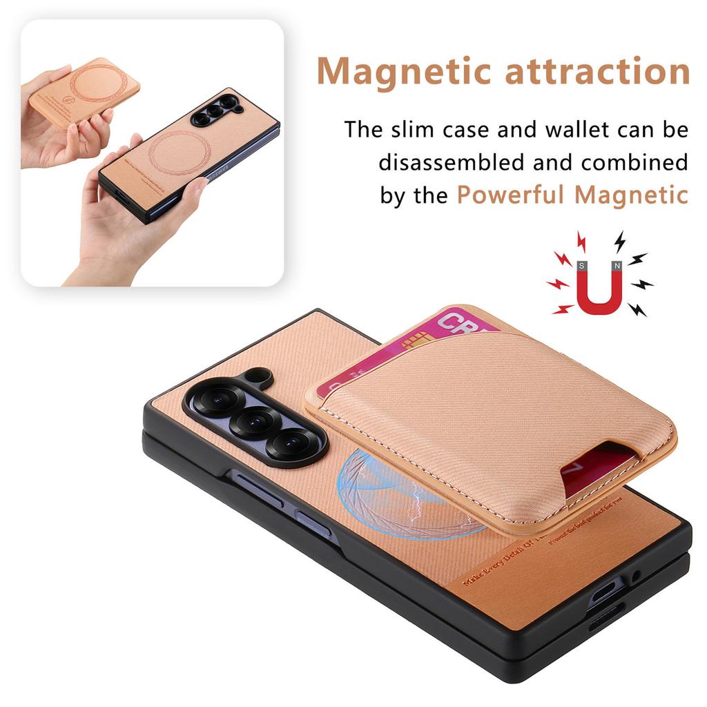 2 In 1 Detachable Cards Solt Wallet Case For Samsung Galaxy Z Flold 6 5 5G Fold6 Fold5 Magnetic Vertical Bag Wirelss Charging