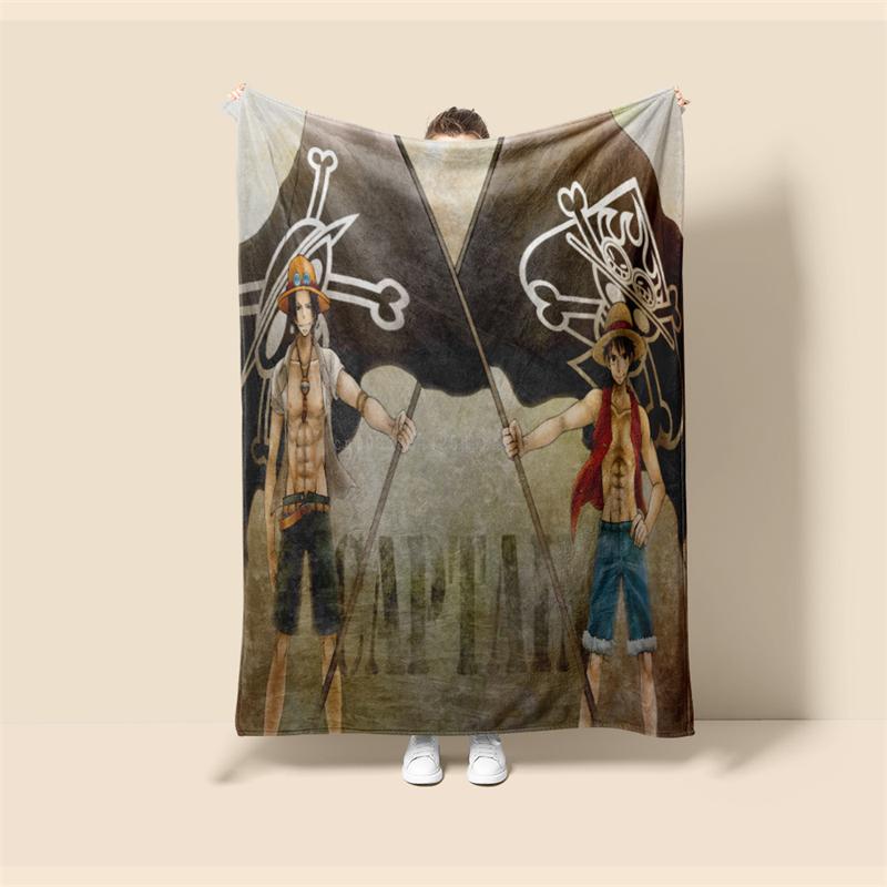 Throw Blanket One Piece Luffy Cartoon Anime Children Teenagers Adult Game Peripheral Collection Products Soft and Comfortable