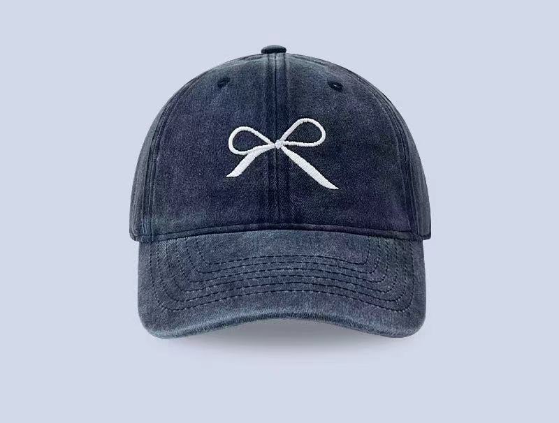 Butterfly Knot Denim Baseball Cap With Sun Protection For Casual Women