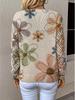 Bohemian Floral V-neck Sweater - Elegant, Long Sleeve Pullover Top