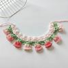 Pet Fashion Orchid Bell Flower Knitted Pet Collar Patchwork Lace-up Pet Drool Scarf Sweet Crochet Pet Collar Photo Accessories