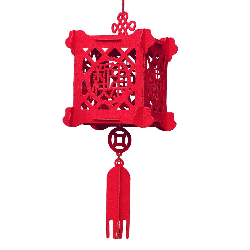 Chinese Lantern Decorative Lucky Cube 3D Chinese New Year Lantern Felt for Celebration Indoor Outdoor Wedding Home Decor