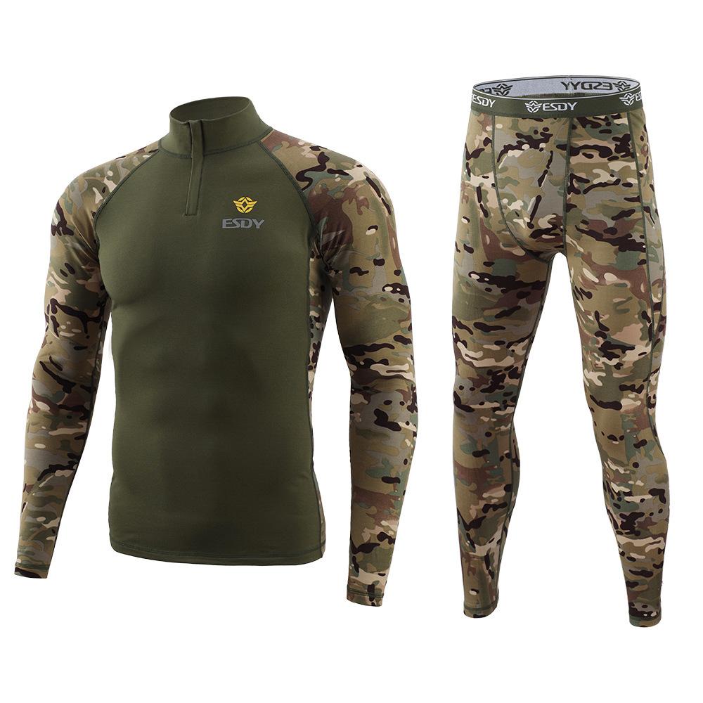 Outdoor sports underwear men s cycling clothes fleece camouflage warm sports suit S