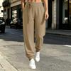 Women's Casual Color Pants with Elastic Waist Drawstring and Pockets for Everyday Wear