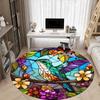 1pc Hummingbird Flowers Office Round Area Rug, Indoor Mat Suitable ForOffice, Under Office Chairs Bedroom Living Room Home Decor, Room Deco, D003