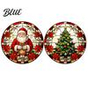 Removable Static Window Film Round Christmas Sticker Stained Glass Style Holiday Storefront Decals Cling Santa Claus Tree PVC Decal for Home Decor