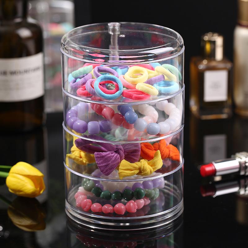 Multi-layer Transparent Rotating Jewelry Storage Box Jewelry Storage Box Hair Rope Hair Ring Hairpin Jewelry Display Stand