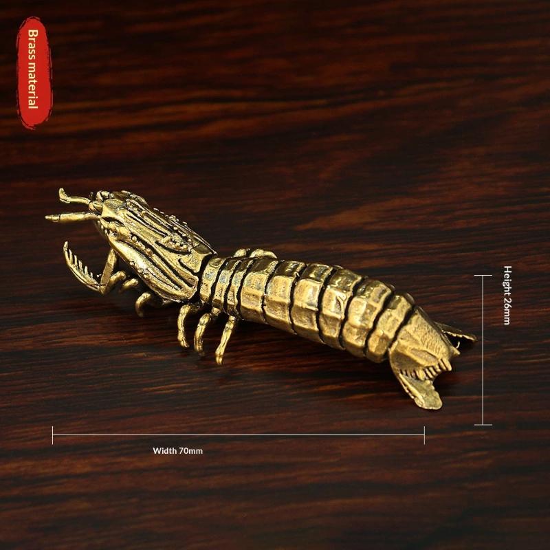 Brass Mantis Shrimp Collectible Figurine Desktop Ornament Solid Metal Marine Animal Decor for Home Desk Housewarming Gift