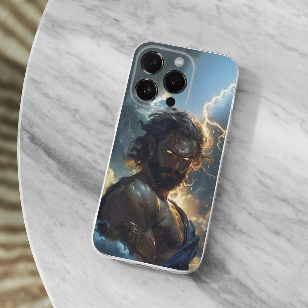 Greek God King Zeus For iPhone Max,14,SE,12,15,Pro,17,Plus,11,XS,Mini,16,X,13,XR,Transparent Soft Cover Case