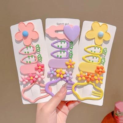 6Pcs/Set Children Candy Colors Cute Flowers Carrots Ornament Hair Clips Baby Girls Sweet Barrettes Hairpins Kids Hair Accessories