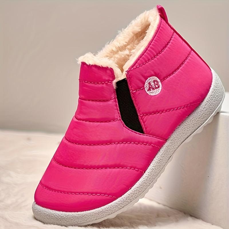 New Winter Warm Snow Boots for Boys & Girls - Thick Insulated Slip-On Round Toe with Fleece Lining, Soft Fabric Upper & Rubber Sole, Winter Boots