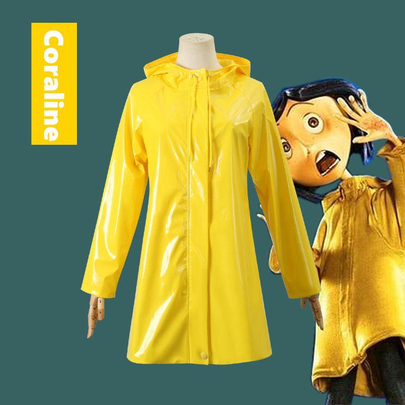 Coraline Wybie Cosplay Roupa Trench Coat Para Festa de Halloween