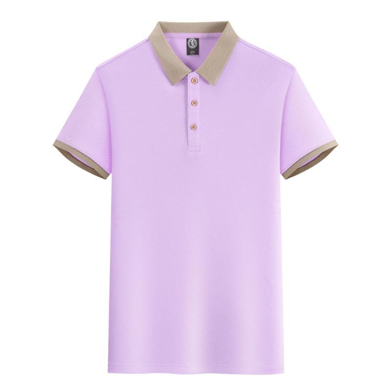 Men's Contrast Collar Short Sleeve Polo Shirt Solid Color Casual Top