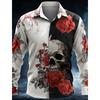 Halloween Thema Mannen Halloween Kostuums Schedels Shirt Knoopsluiting Shirt Casual Overhemd Lange Mouw Donkere Gotische Stijl Tops