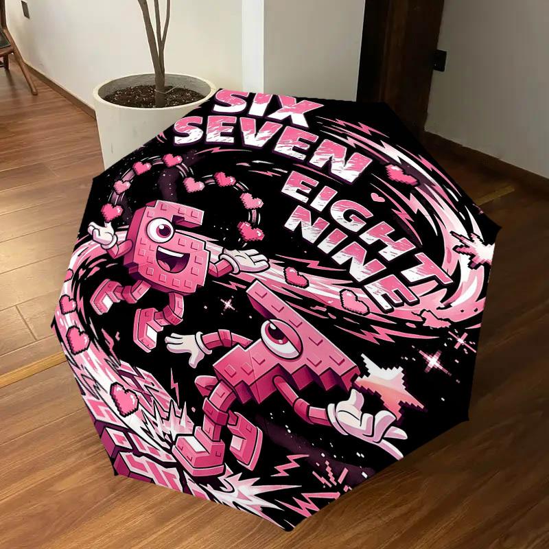 1PC Six Seven Umbrella-8-Rib Reinforced Portable Folding Travel Suitable for All Seasons Outdoor Daily Use -J0368