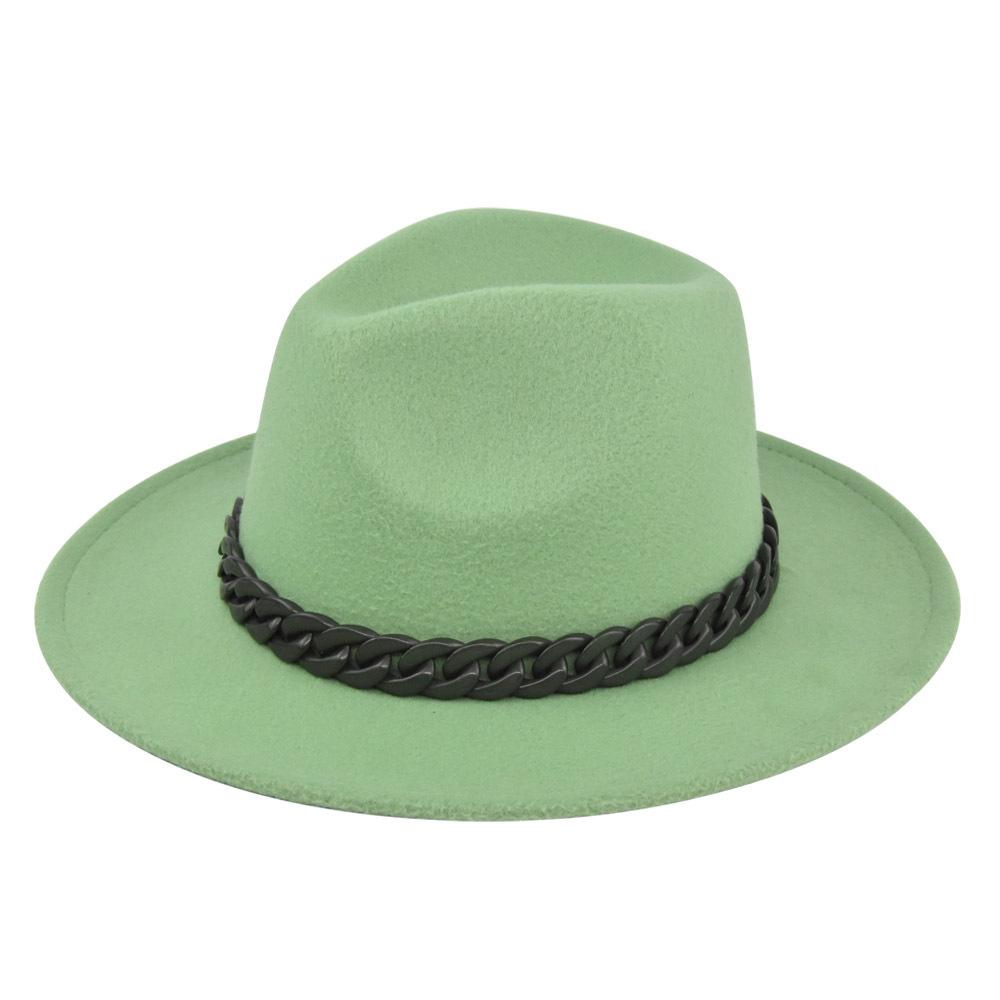 British retro jazz hat easiest for match chain hat women's large brim woolen hat felt hat imitation sheep hat flat brim hat no
