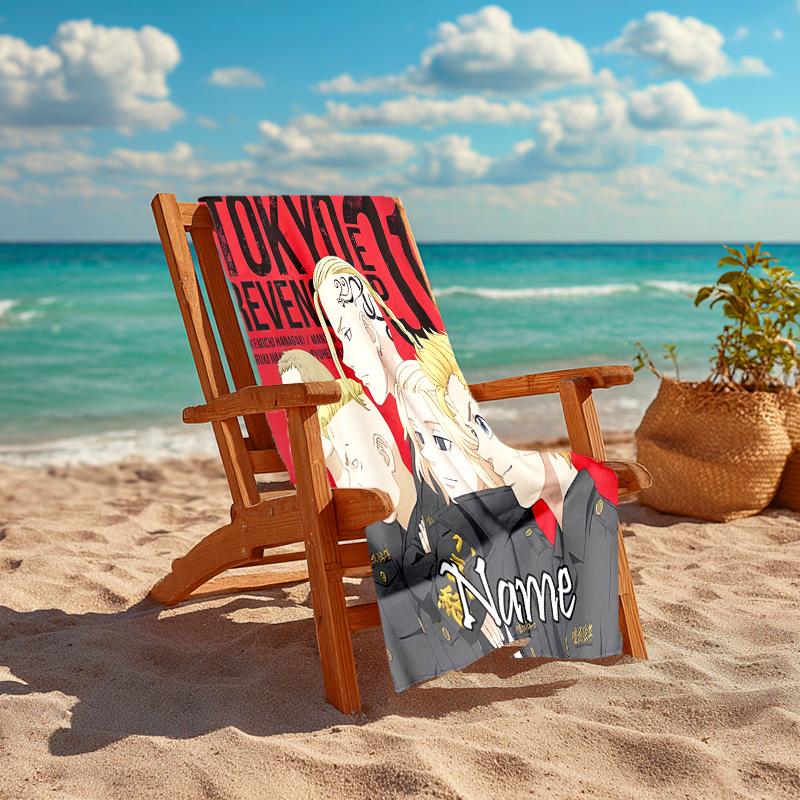 Personalized Customized Proof Beach Towel with Tokyo Revengers Pattern - Soft, Absorbent,quick-drying,perfect Swimming,camping&bathing