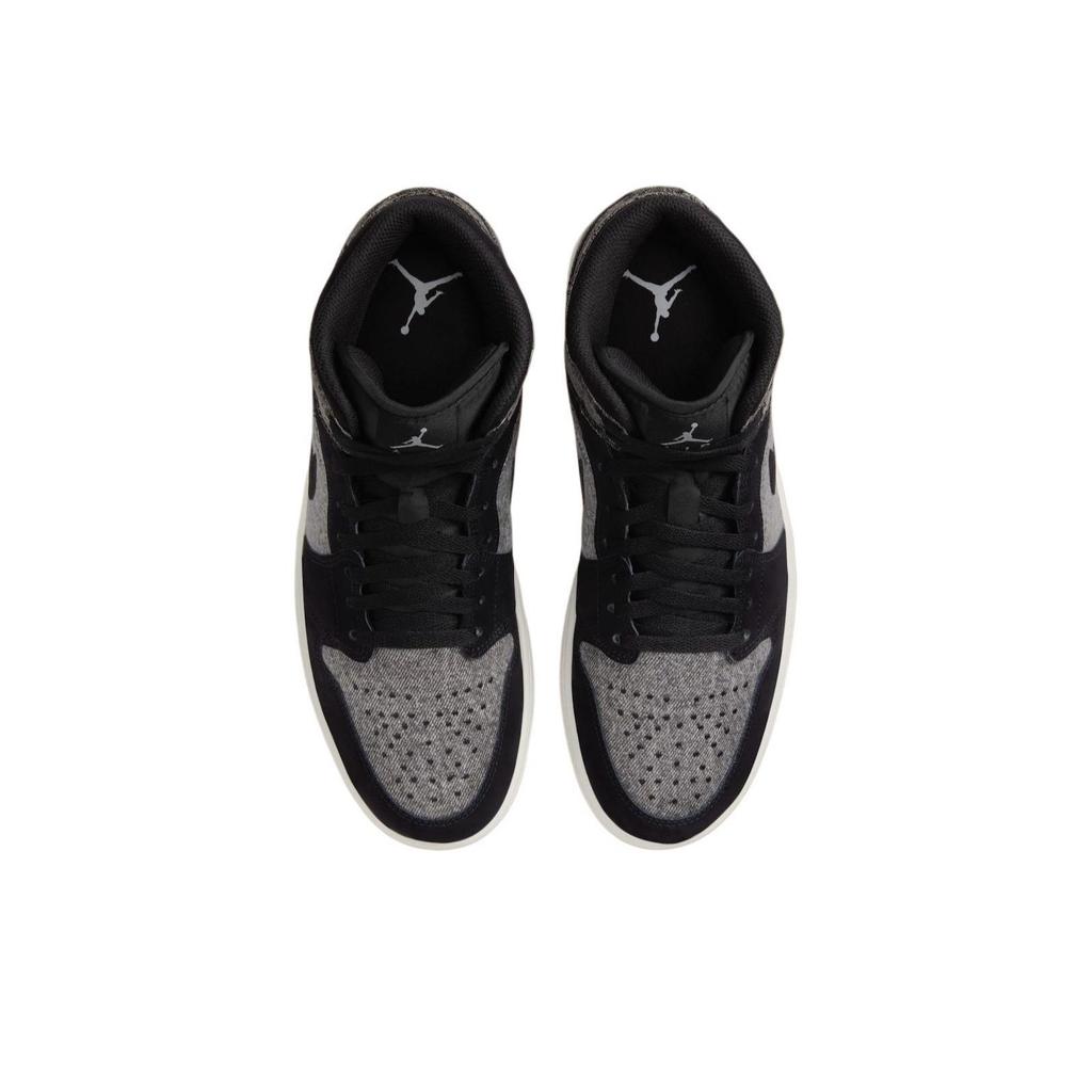 נעלי סניקרס יוניסקס Air Jordan 1 Mid Black Denim אפור-עשן בהיר, מפרש, גומי HJ4363-001
