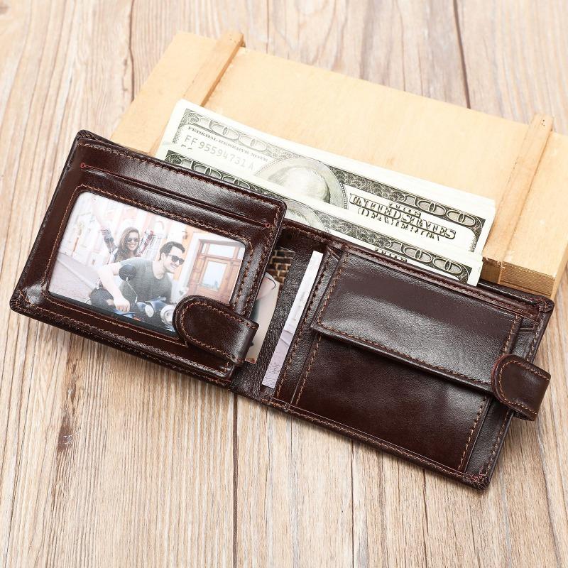 

Мужской кошелек из натуральной кожи, Вместительный многофункциональный кошелек класса люкс, Многослотовый визитник, Кожаная сумка One Size кофейный