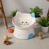 1PC Elevated Cat Food Dish, Ceramic, Raised Feeding Station, Shallow for Whiskers, Dishwasher Safe