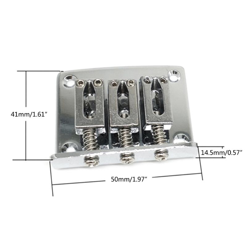 3-String Guitar Bridge with Screws & Wrench Fixed Top Load Guitar Tailpiece Guitar Fixed Bridge Hardtail Saddle Bridge