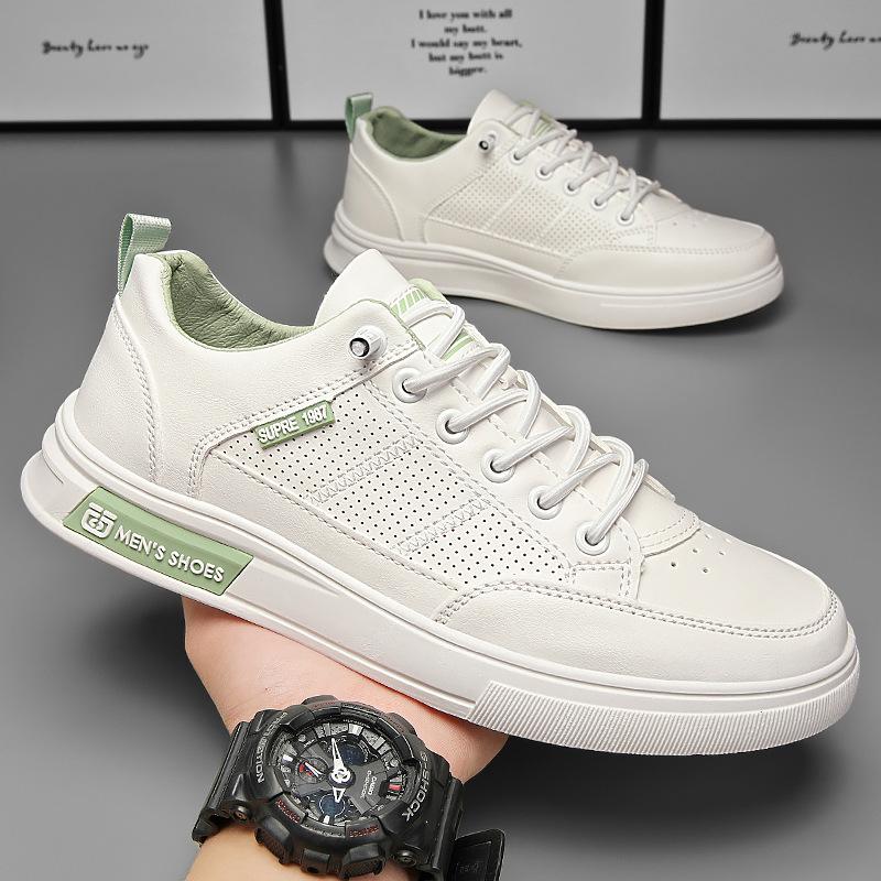 Men's Shoes Summer 2024 New Student Board Shoes Men's Sports and Leisure Youth Trend Versatile Breathable White Shoes
