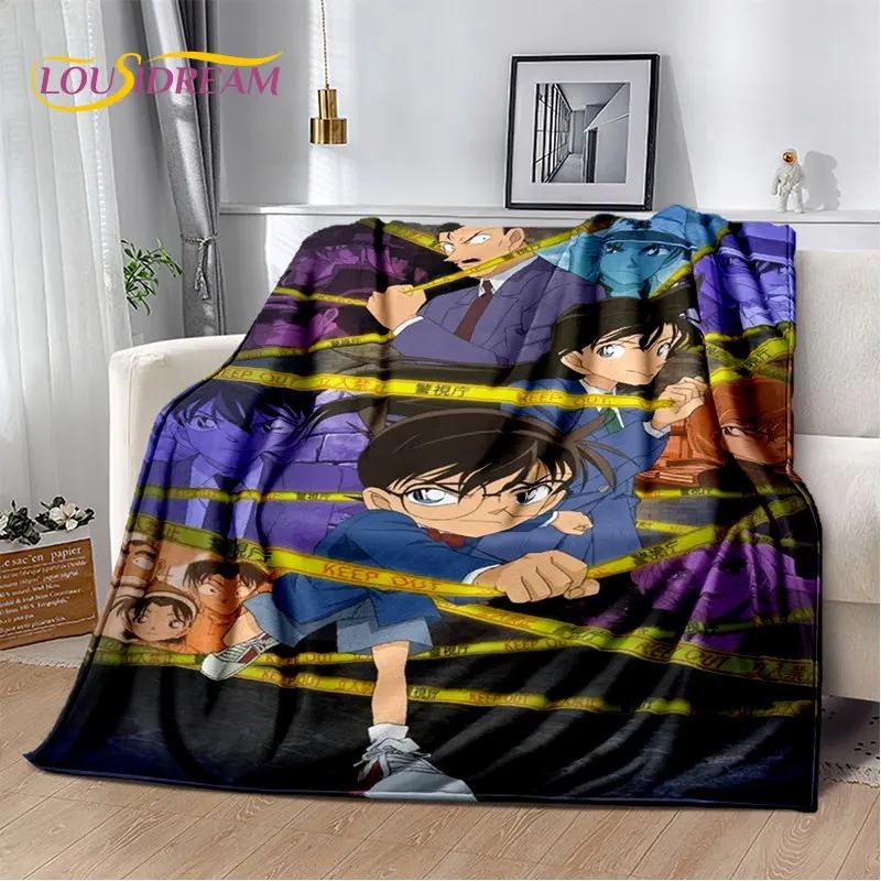 Detektyw Conan Cartoon Anime miękki pluszowy koc, flanelowy koc rzut koc do salonu sypialnia kanapa z funkcją spania narzuta na piknik 3D