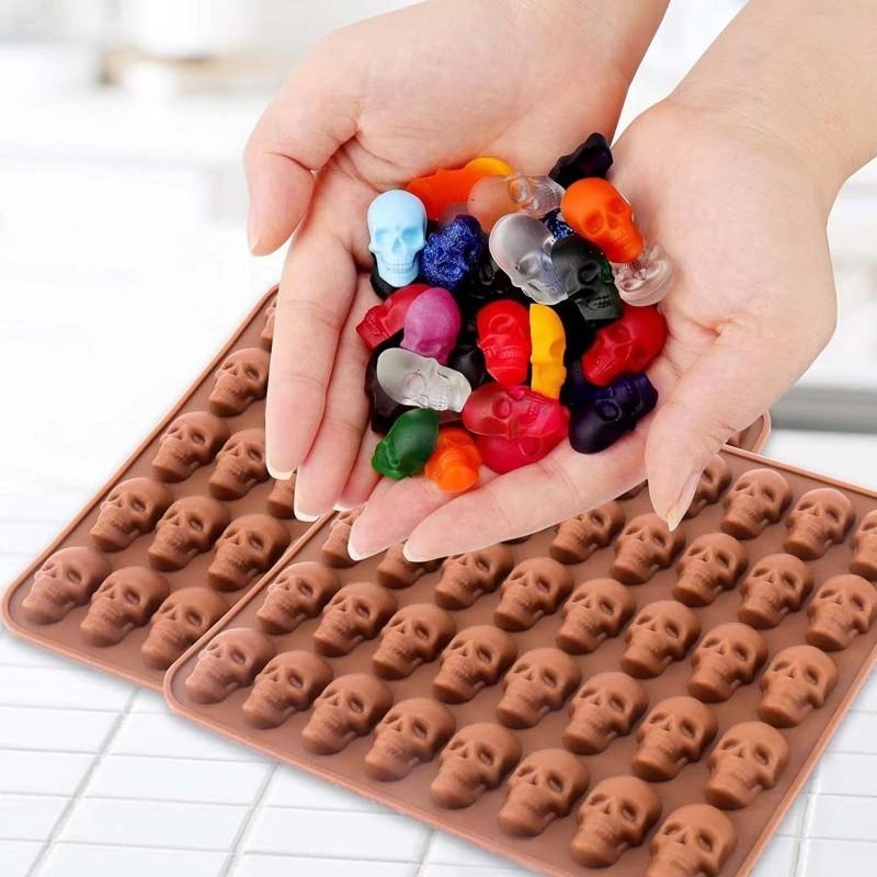 40 Holes Skull Ice Cube Silicone Mold Halloween Creative Decoration Reusable Bar Party Ice Making DIY Candy Chocolate Baking