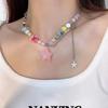 Color Candy Beaded Necklace Girl Sweet Girl Pink Star Love Pendant Collarbone Chain New