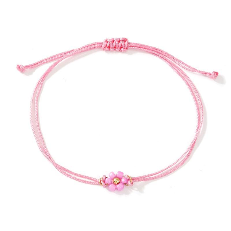 Flower Beaded Bracelets Adjustable Waterproof Cord Boho Beach Jewelry for Girls Women Summer Holiday Travel