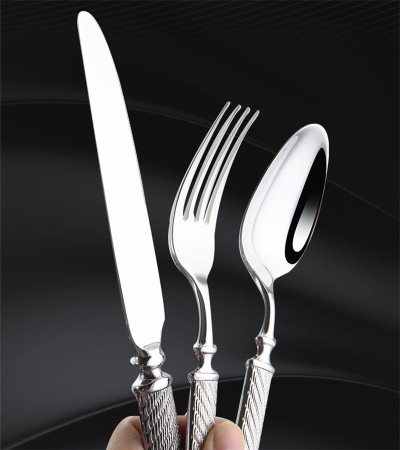 High Value 304 Stainless Steel Cutlery Set Hemp Rope Hotel Tablware Wedding Gift Luxury Knifves Forks Spoons Dinner Items