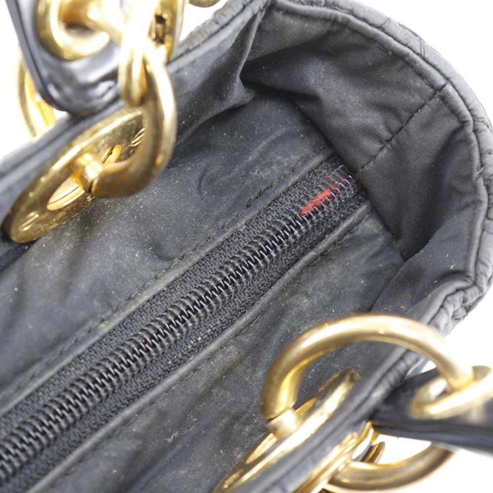 Dior Lady Dior Handbag Canage 2WAYShoulder black Nylon Women Used