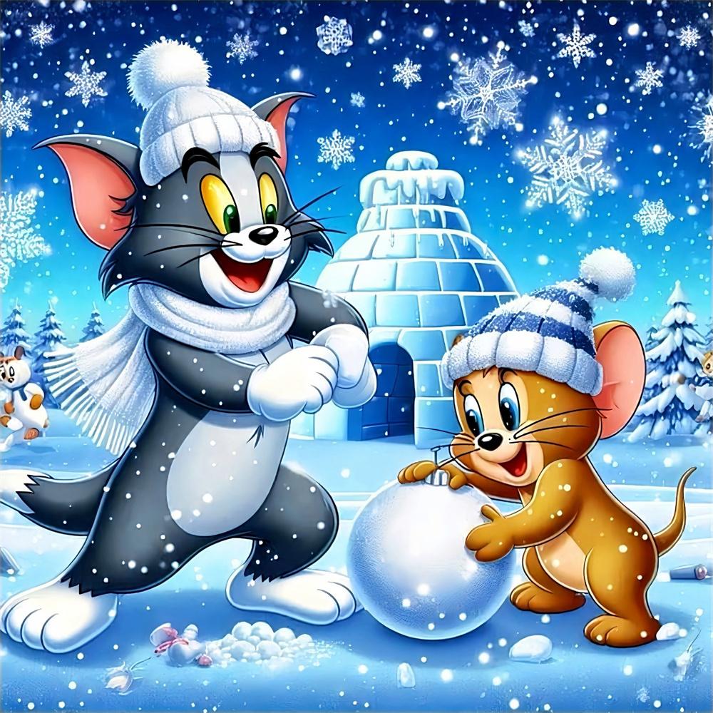 5D Fai da te Rotondo Quadrato Completo Diamante Cartone Animato Gatto e Topo Pittura Diamante Winnie The Pooh Mosaico Fatto a Mano Decorazione per la Casa