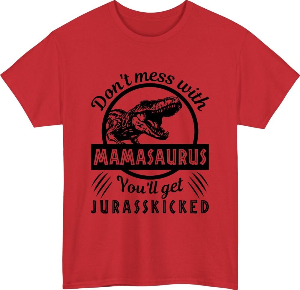 Mamasaurus mom tshirt funny mothers day jurassic pun dino mama gift tee top S