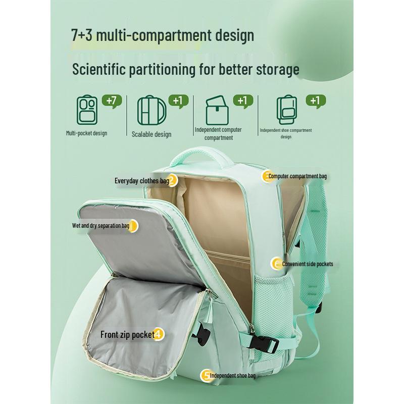 Expandable Travel Backpack with Shoe Compartment and Wet/Dry Separation for Men and Women - Perfect for Short Trips and Business Travel