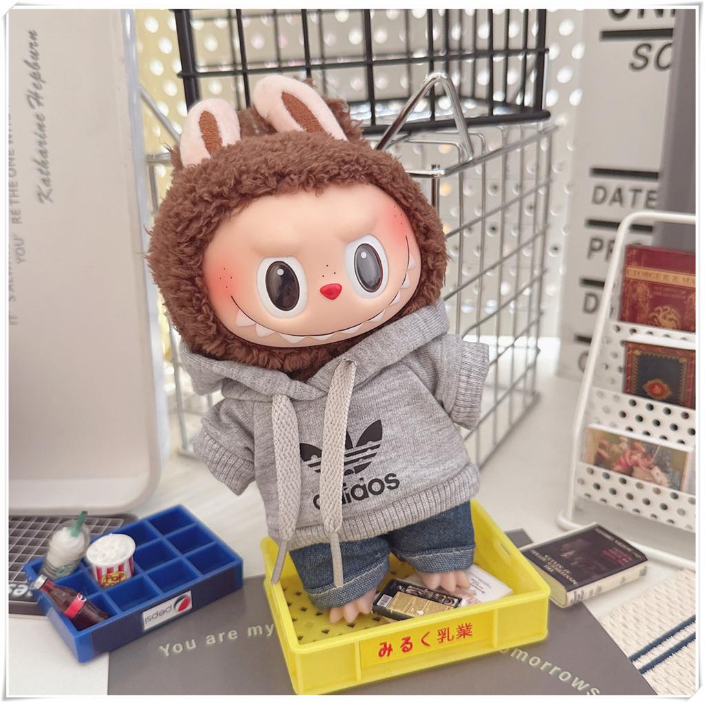 15/17cm Labubu V1 V2 Doll Clothing Fashion Hoodie and Pants Set Korean Idol Trendy DIY Doll Clothing Accessories Toy Gift