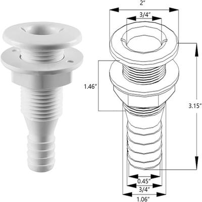 3/4 Inch Straight Thru-Hull Connection Hose for Boats
