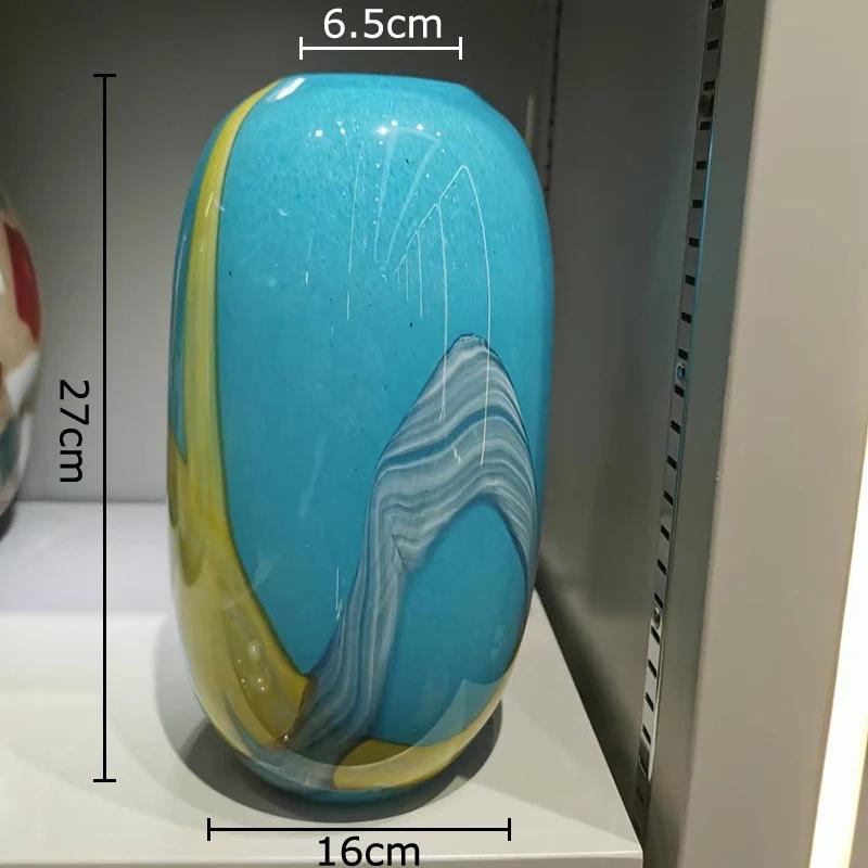 Colorful Stripes Glass Vase Desk Decoration Flower Arrangement Artificial Flowers Decorative Floral Vases Room Aesthetic Decor