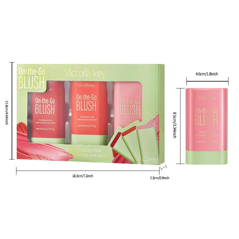Victoria Key Blush Stick Set: Natural Nude Makeup for Contouring, Highlighting, and Enhancing Complexion