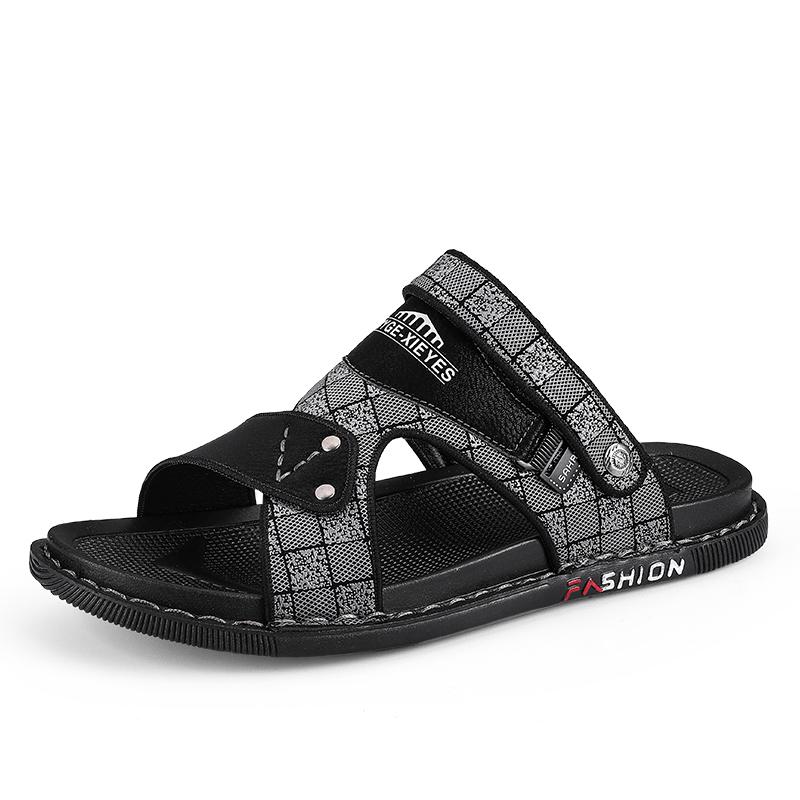 Letní pánské kožené sandály Pravá kůže Protiskluzové Pánské boty Pantofle Venkovní Silná podrážka Plážové boty Pohodlné Měkké Pánské sandály