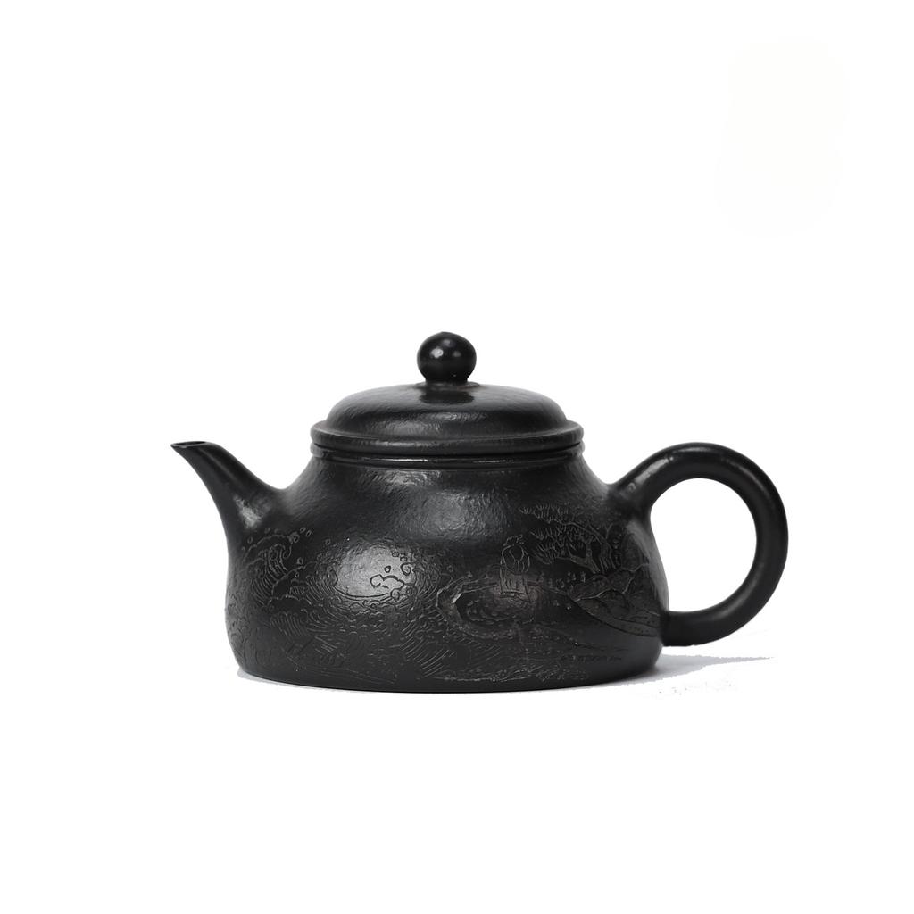 110ml Antique Yixing Purple Clay Teapots Handmade Engraved Pot Raw Ore Zhu Mud Tea Maker Kettle Chinese Zisha Tea Set Tea Gift